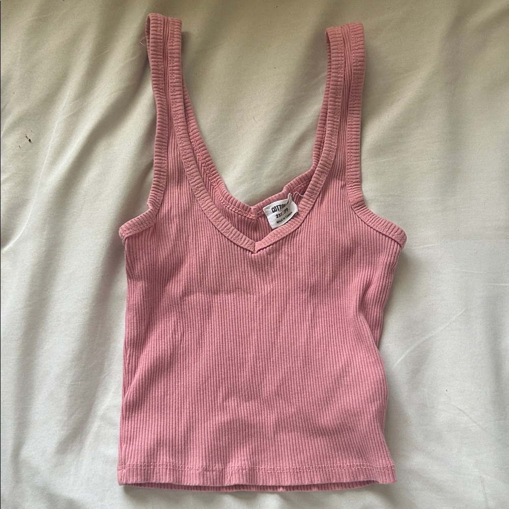 Cotton On Pink Ribbed Tank Top